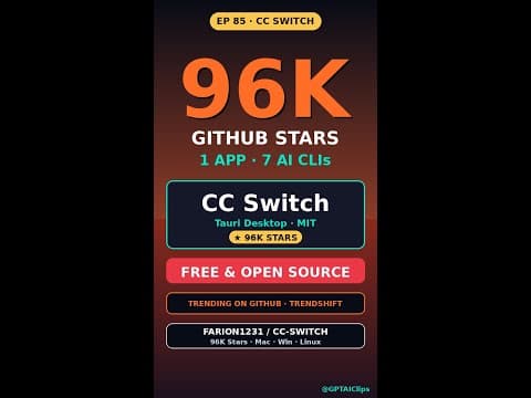 1 App to Switch Every AI Coding CLI — CC Switch (96K stars, free) #Shorts