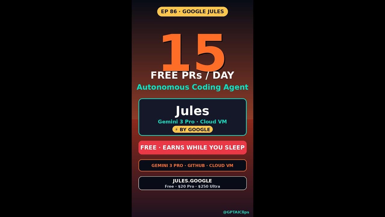 Google Jules: 15 Free PRs a Day — Autonomous Coding Agent on Gemini 3 Pro #Shorts